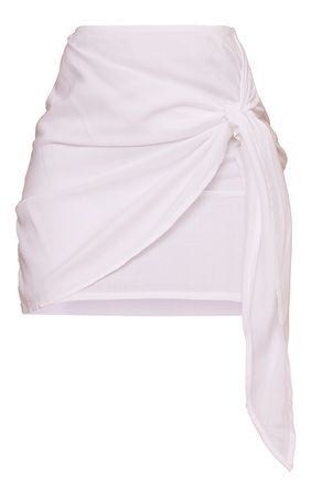 White Woven Tie Side Mini Skirt | PrettyLittleThing USA