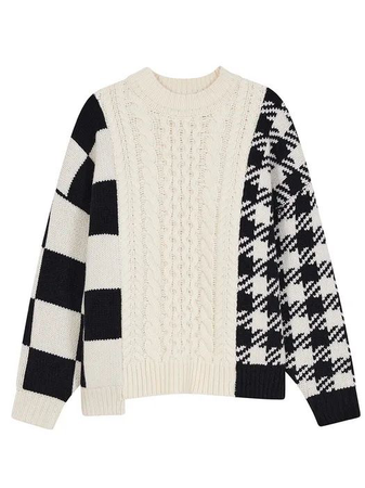 MSKN2ND Multi Pattern Block Sweater