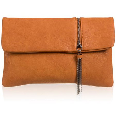 Xardi London Tan Foldable Faux Leather Clutch Bag