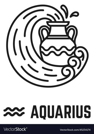 Aquarius symbol black line icon zodiac sign Vector Image