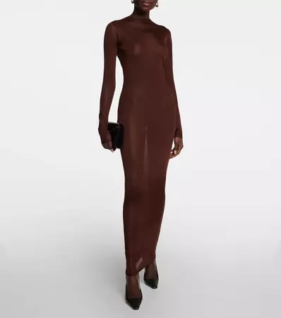 Knit Maxi Dress in Brown - Saint Laurent | Mytheresa