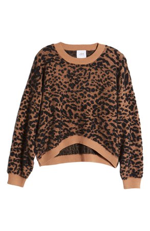 J.O.A. Leopard Print Sweater brown