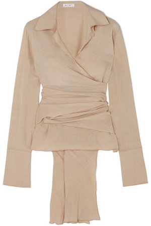 The Line By K | Jett washed-crepe wrap blouse | NET-A-PORTER.COM