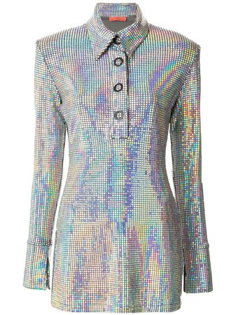 Manning Cartell Metallic Polo Shirt Dress 20W51868 Silver | Farfetch