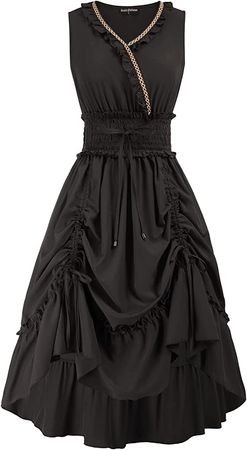 Amazon.com: Scarlet Darkness Women Renaissance Dress V Neck Smocked Vintage Dress Hi-Low Dress : Clothing, Shoes & Jewelry
