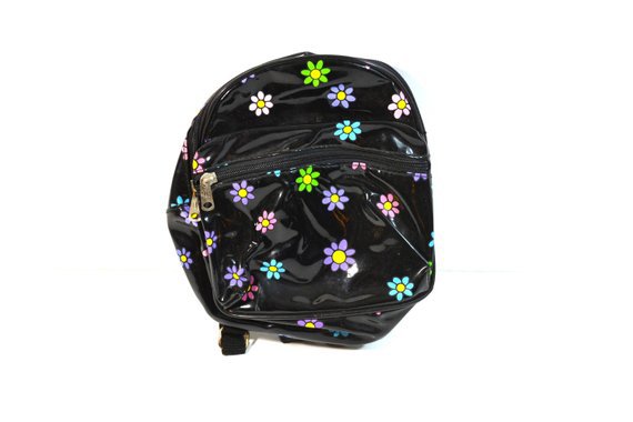 Vintage Daisy Backpack Black Pvc Vinyl Backpack Mini Backpack | Etsy