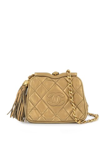 Chanel Chanel Pre-Owned 1989-1991 quilted CC logos fringe bum bag gold  1717194 - Farfetch