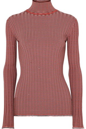 Victoria, Victoria Beckham | Striped ribbed-knit turtleneck sweater | NET-A-PORTER.COM