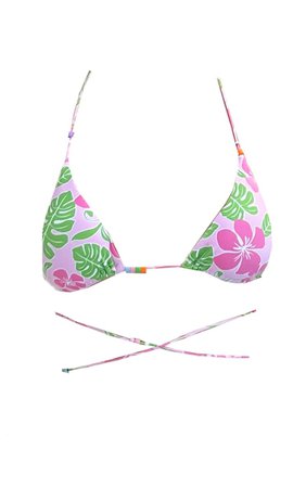 Multi Floral Beaded Wrap Waist Triangle Bikini Top | PrettyLittleThing CA