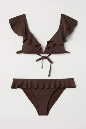 Bikini with Ruffles - Brown