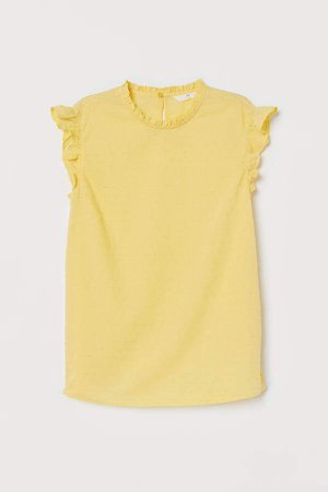 Ruffle-sleeved Blouse - Yellow