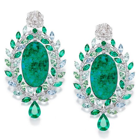 Piaget, Emerald & diamond earrings
