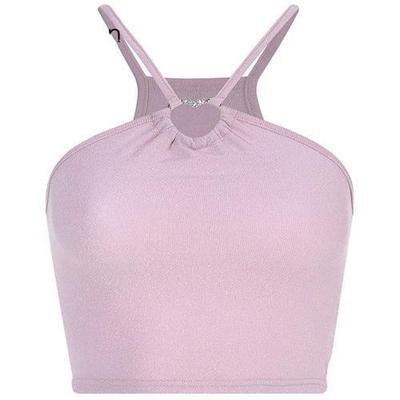 Pink Shimmer Glitter Halter Top Cropped Belly Shirt | Kawaii Babe