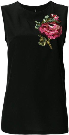 rose motif T-shirt