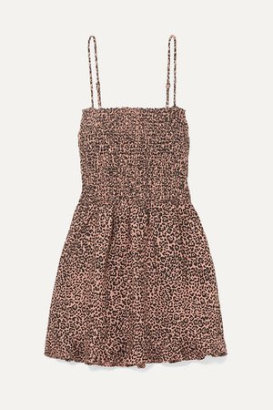 Reformation | Rouen shirred leopard-print linen mini dress | NET-A-PORTER.COM
