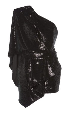 Asymmetric One-Shoulder Sequined Mini Dress