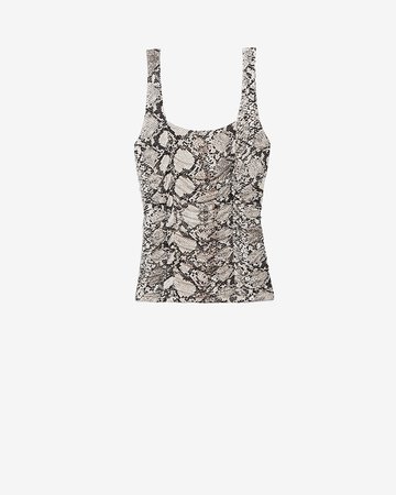 Snakeskin Print Ruched Front Tank | Express