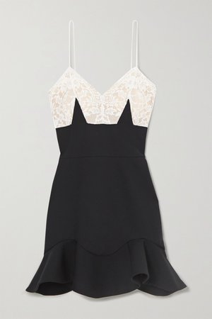 Black Wool-blend and lace mini dress | Alexander McQueen | NET-A-PORTER