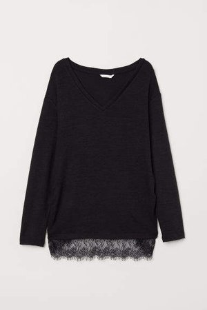 MAMA Fine-knit Top - Black
