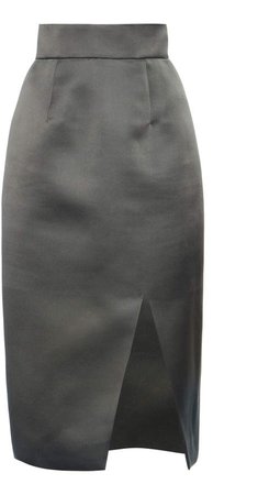 High-Rise Silk Satin Midi Skirt