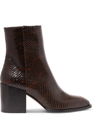aeydē | Leandra python-effect leather ankle boots | NET-A-PORTER.COM