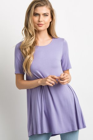 Purple Basic Short Sleeve Top