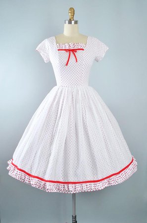 RESERVED 50s Dress / 1950s Cotton Sundress Lana Lobell Red | Etsy