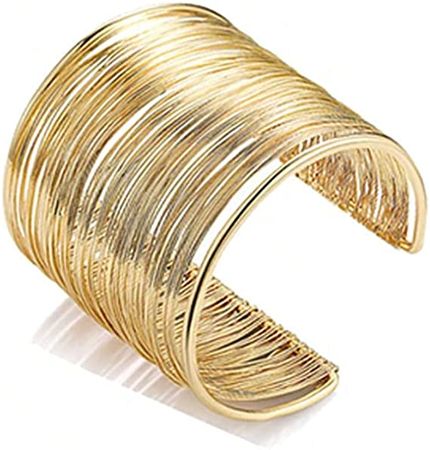 Amazon.com: CASDAN 1PCS Cuff Bangle Bracelet for Women Open Wide Wire Bracelets Gold Wrist Cuff Wrap Bracelet: Clothing, Shoes & Jewelry