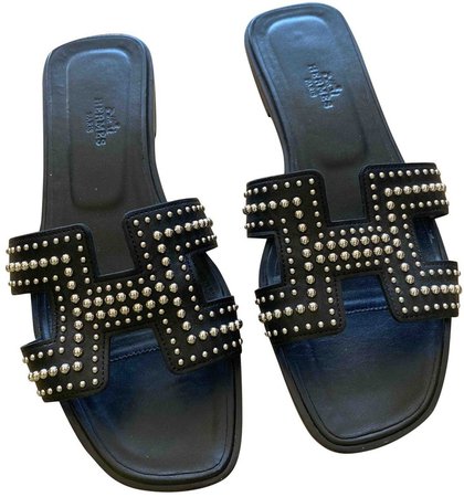 Oran Black Leather Sandals