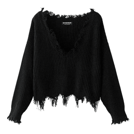 GothBB | Distressed Knitted Long Sleeve Sweater