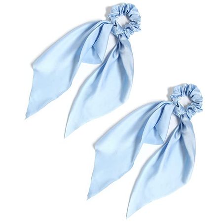 Amazon.com : Pack of 2 Knotted Bow Hair Scrunchies Elastic Hair Scarf Black Hair Ties Bands Satin Hair Ribbon Scrunchy Red Ponytail Holder for Women and Girls (Light blue) : Beauty & Personal Care