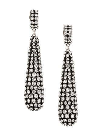 Saint Laurent Crystal-Embellished Drop Earrings 618179Y1526 Silver | Farfetch