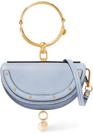 Nile Bracelet Mini Textured-leather Shoulder Bag - Light blue