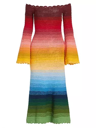 Oscar de la Renta Ombré Crochet Midi-Dress | Saks Fifth Avenue