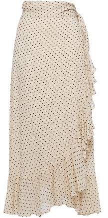 Ruffled Printed Georgette Midi Wrap Skirt