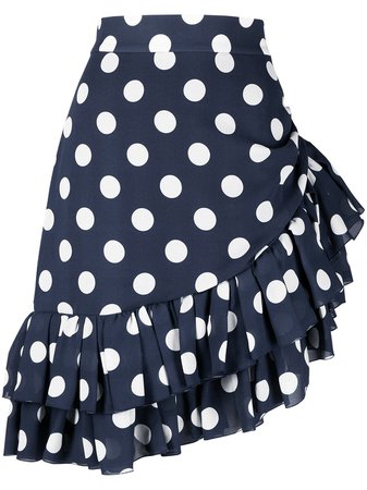 Balmain polka-dot asymmetric skirt blue VF14315I629 - Farfetch