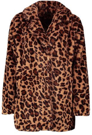 boohoo leopard faux fur coat