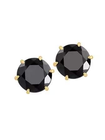 Shop Saks Fifth Avenue Collection 14K Yellow Gold & Onyx Stud Earrings | Saks Fifth Avenue