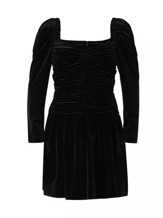 Shop Shoshanna Mari Ruched Velvet Minidress | Saks Fifth Avenue