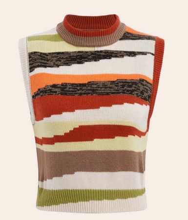 color block neck sweater top