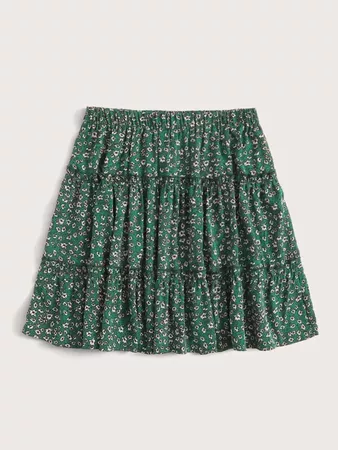 Skirt with elastic waist and floral pattern SHEIN