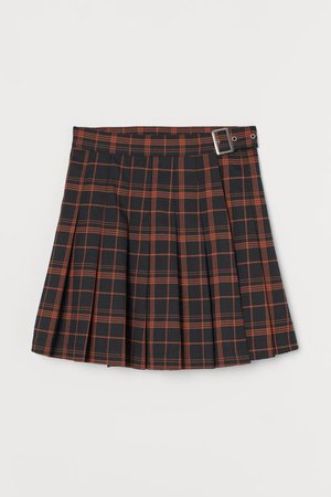 Pleated Skirt - Black/red plaid - Ladies | H&M US