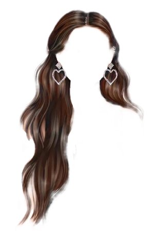 long brown hair with earrings