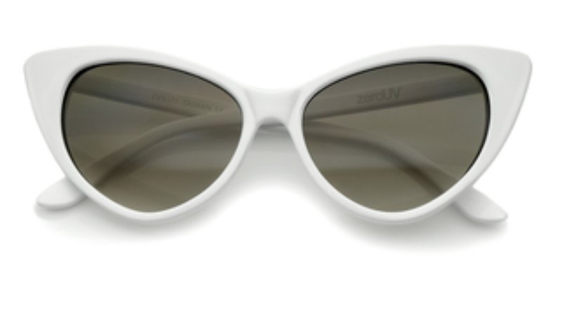 white frame cat eye sunglasses