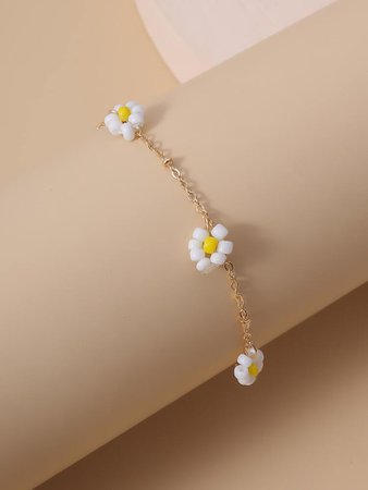 Beaded Floral Charm Bracelet | SHEIN USA