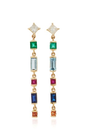 18K Gold, Diamond and Multi-Stone Earrings by Yi Collection | Moda Operandi
