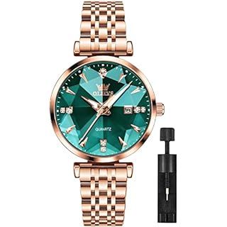 Amazon.com: OLEVS Fashion Small Square Gold Watches for Women Green Stone Square Metal Watch Bling Ladies Analog Quartz Watches for Women Classic Retro Green Face Womens Watch : Clothing, Shoes & Jewelry