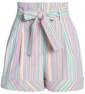 Belted Striped Cotton-blend Shorts