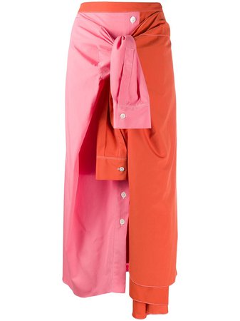 Marni Deconstructed Colour-Block Skirt GOMA0203Q0TCW64 Pink | Farfetch