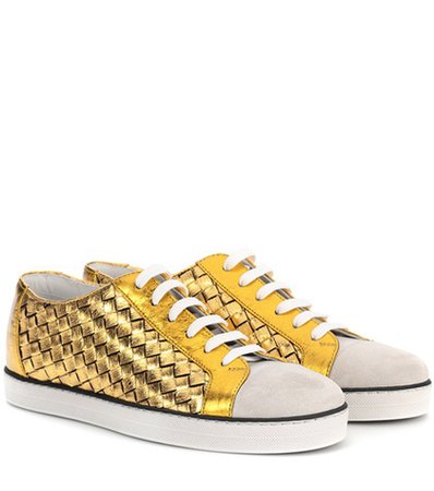 Intrecciato leather and suede sneakers